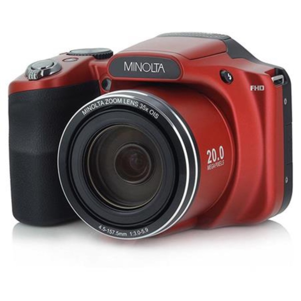 Minolta M35Z 20MP 1080p HD Bridge Camera with 35x Optical Zoom RED